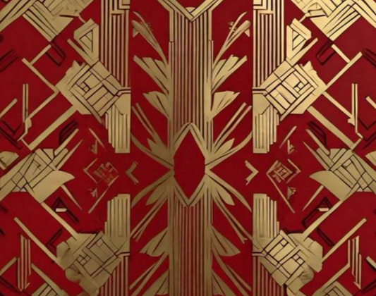 Geometric red and gold carpet design